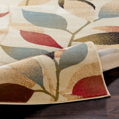 Riley Beige and Red Modern Graphic Rug