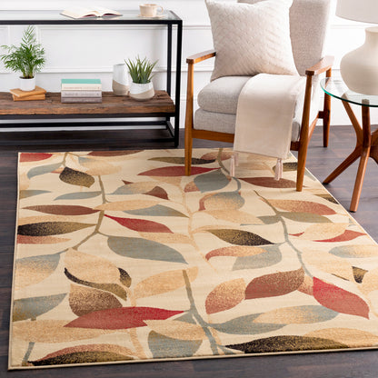 Riley Beige and Red Modern Graphic Rug