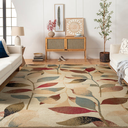 Riley Beige and Red Modern Graphic Rug