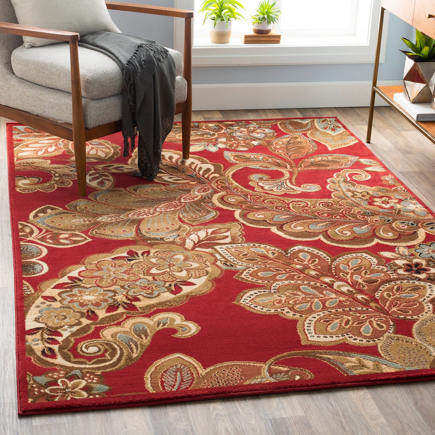 Riley Red Vintage Traditional Boho Rug