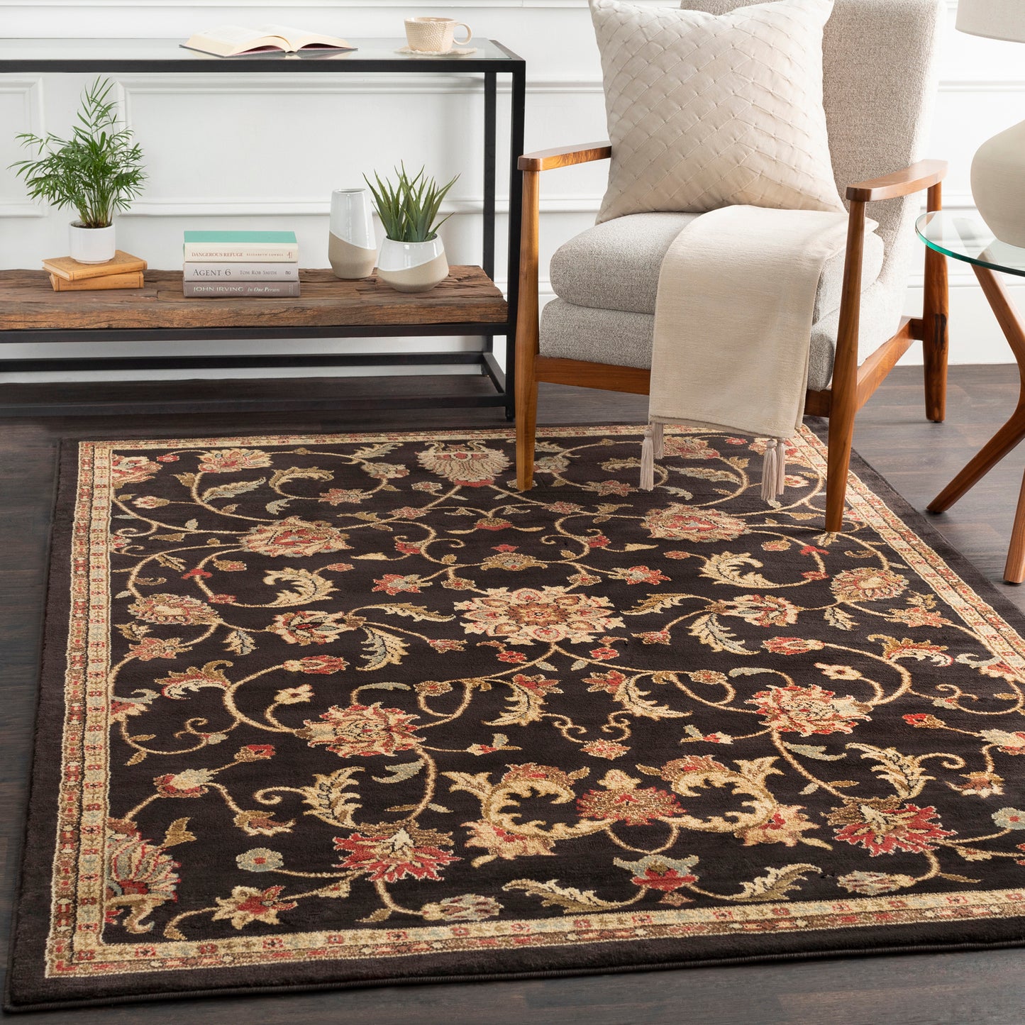 Riley Black Vintage Traditional Boho Rug