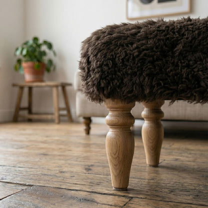 Shearling Lambskin Chocolate Brown Stool