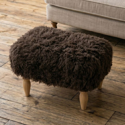 Shearling Lambskin Chocolate Brown Stool