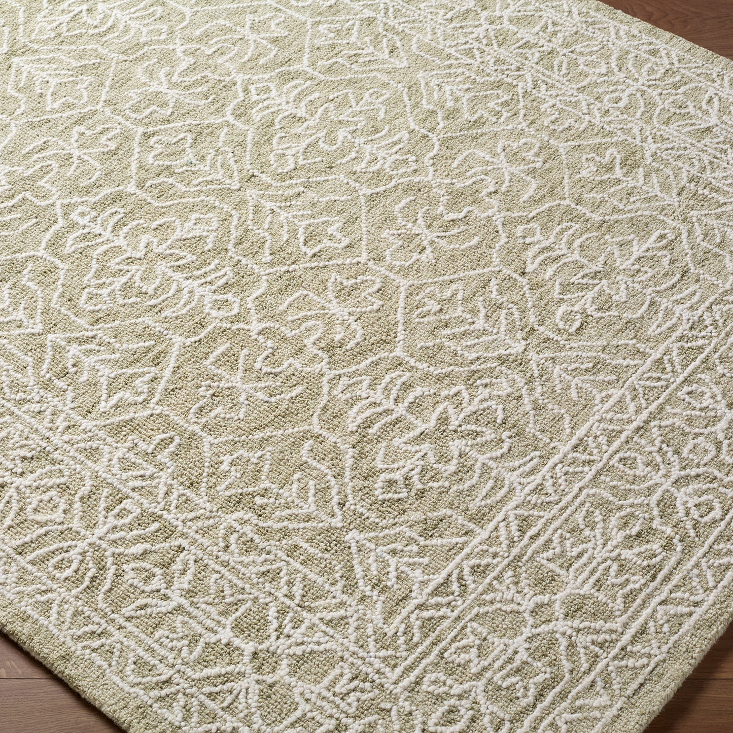 Sicily Green Traditional  Wool Rug