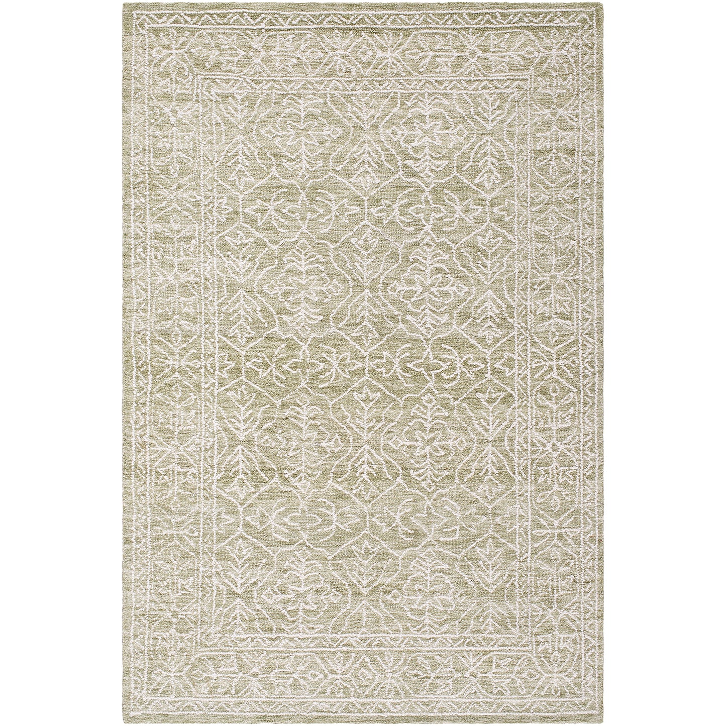 Sicily Green Traditional  Wool Rug