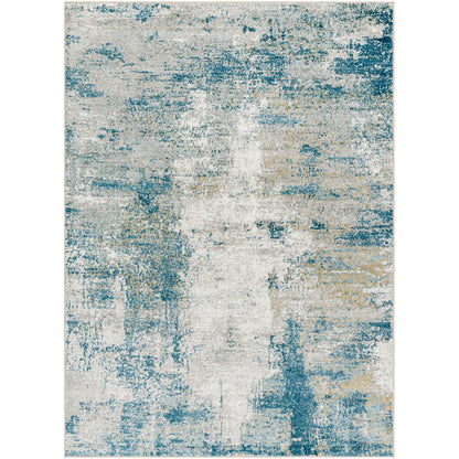 San Francisco Blue Abstract Modern Marble Rug