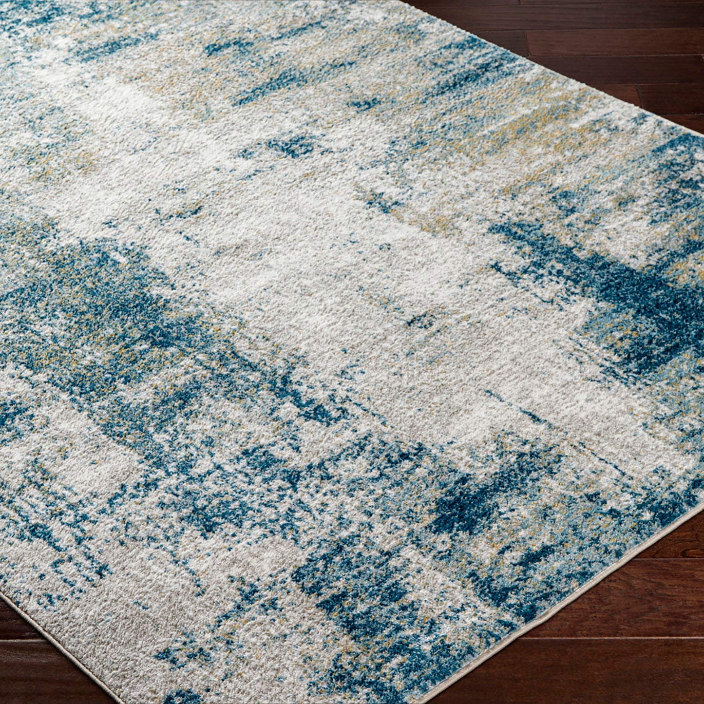 San Francisco Blue Abstract Modern Marble Rug