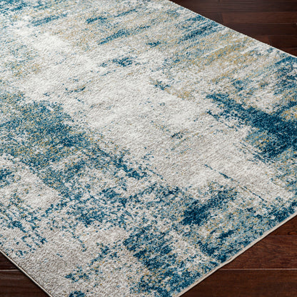 San Francisco Blue Abstract Modern Marble Rug
