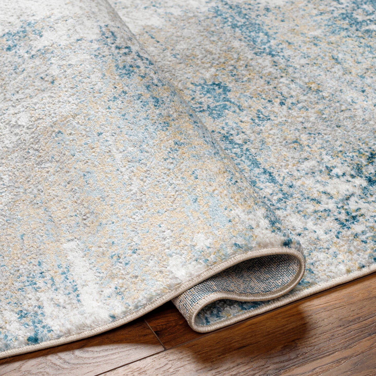 San Francisco Blue Abstract Modern Marble Rug