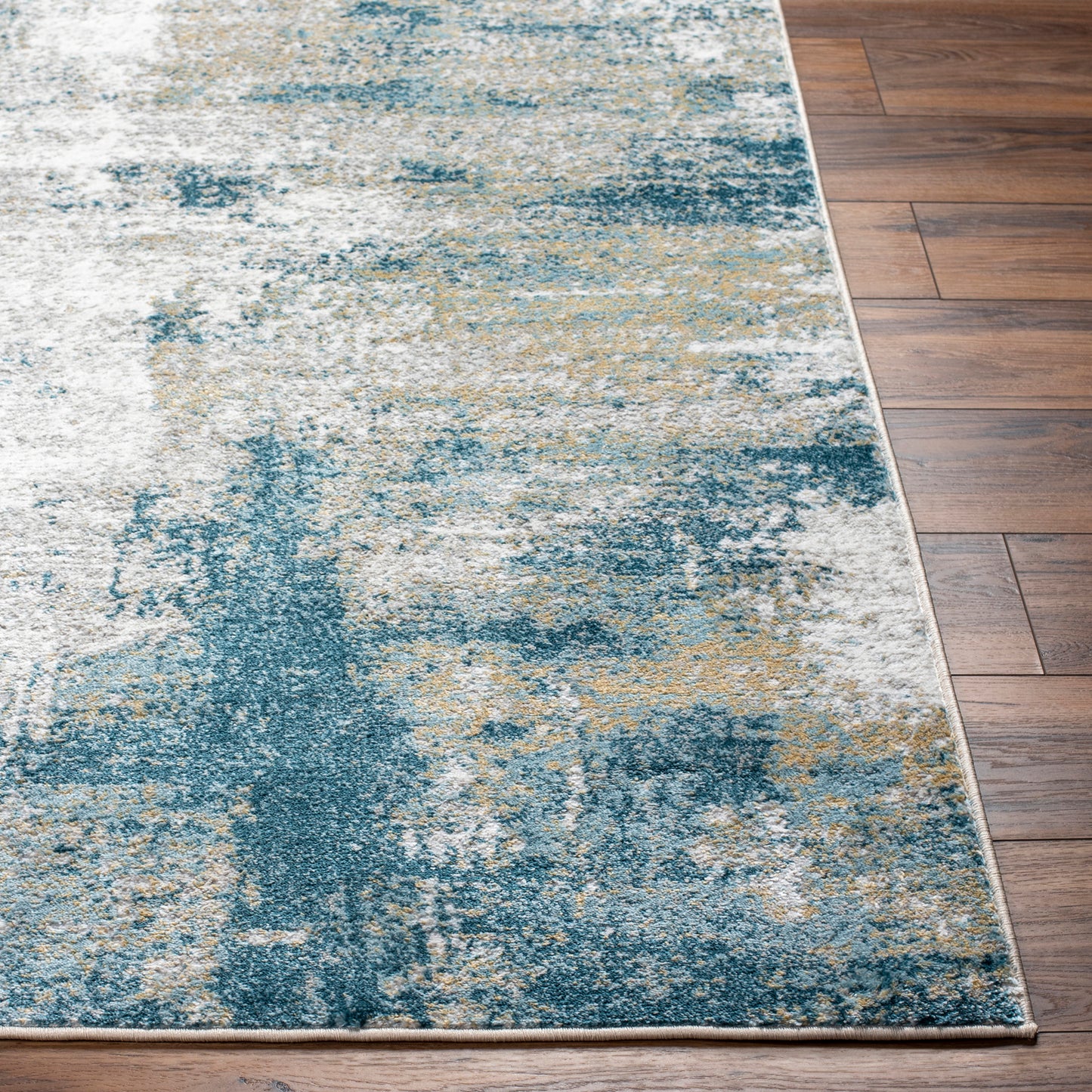 San Francisco Blue Abstract Modern Marble Rug