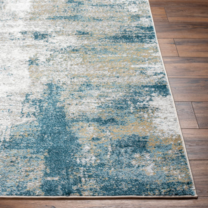 San Francisco Blue Abstract Modern Marble Rug