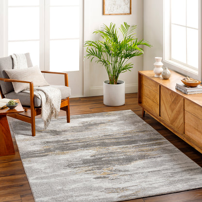 San Francisco Dove Grey Abstract Modern Marble Rug