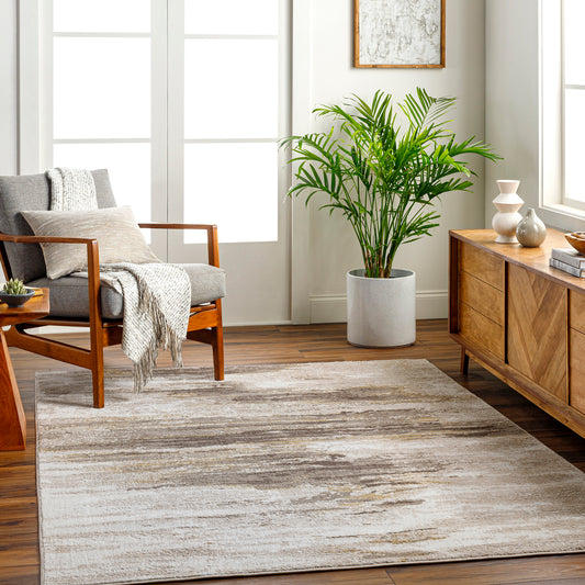 San Francisco Brown, Beige and Grey Abstract Modern Marble Rug