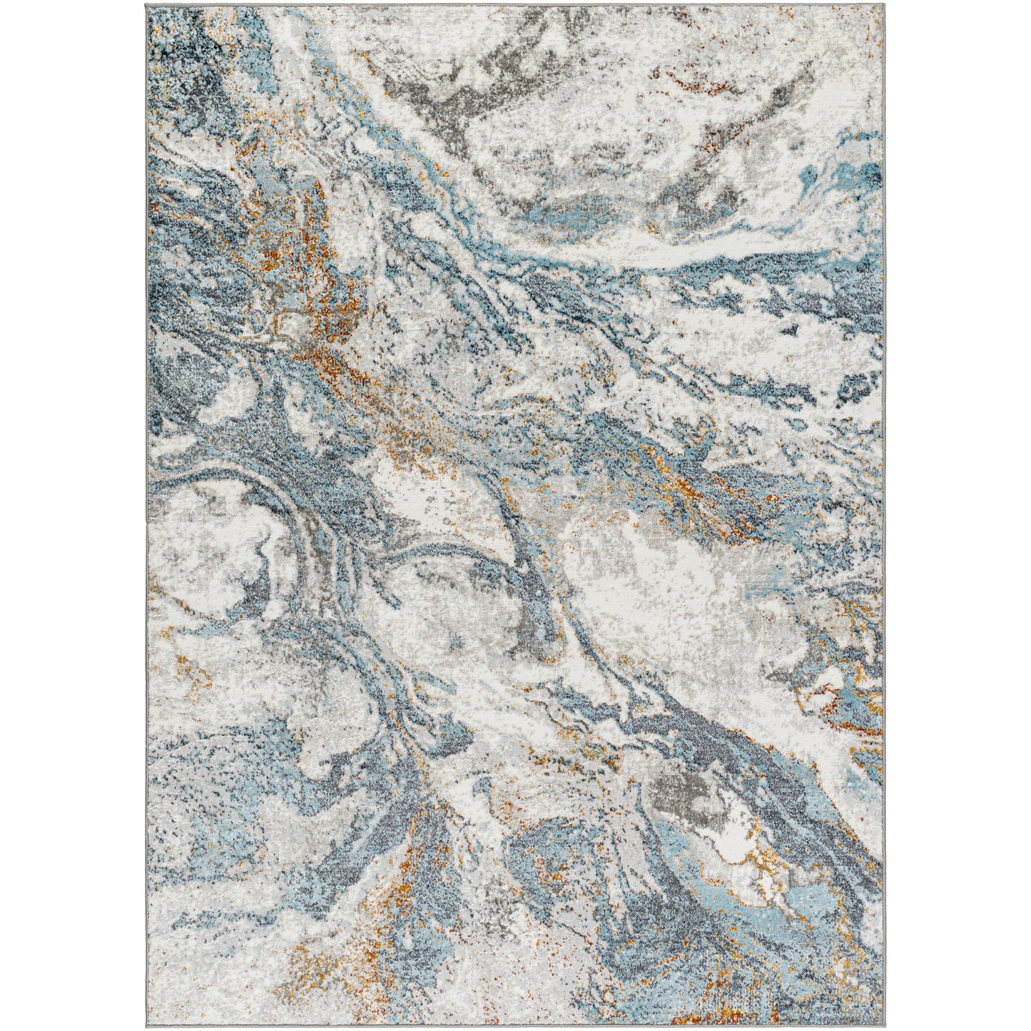 San Francisco Blue Abstract Modern Marble Rug