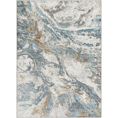 San Francisco Blue Abstract Modern Marble Rug