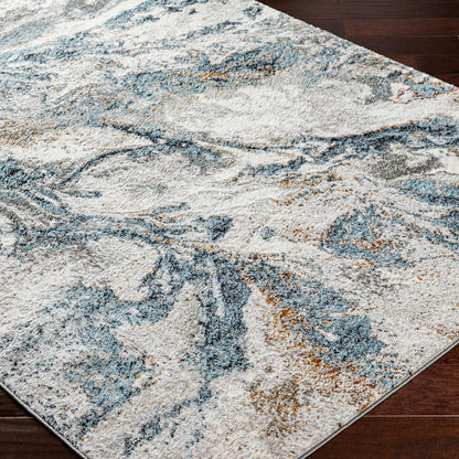 San Francisco Blue Abstract Modern Marble Rug