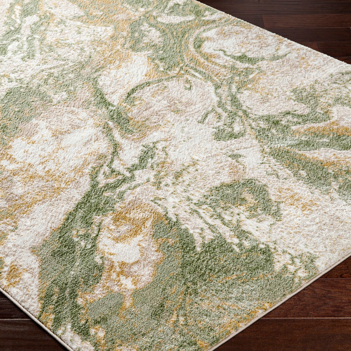 San Francisco Green Abstract Modern Marble Rug