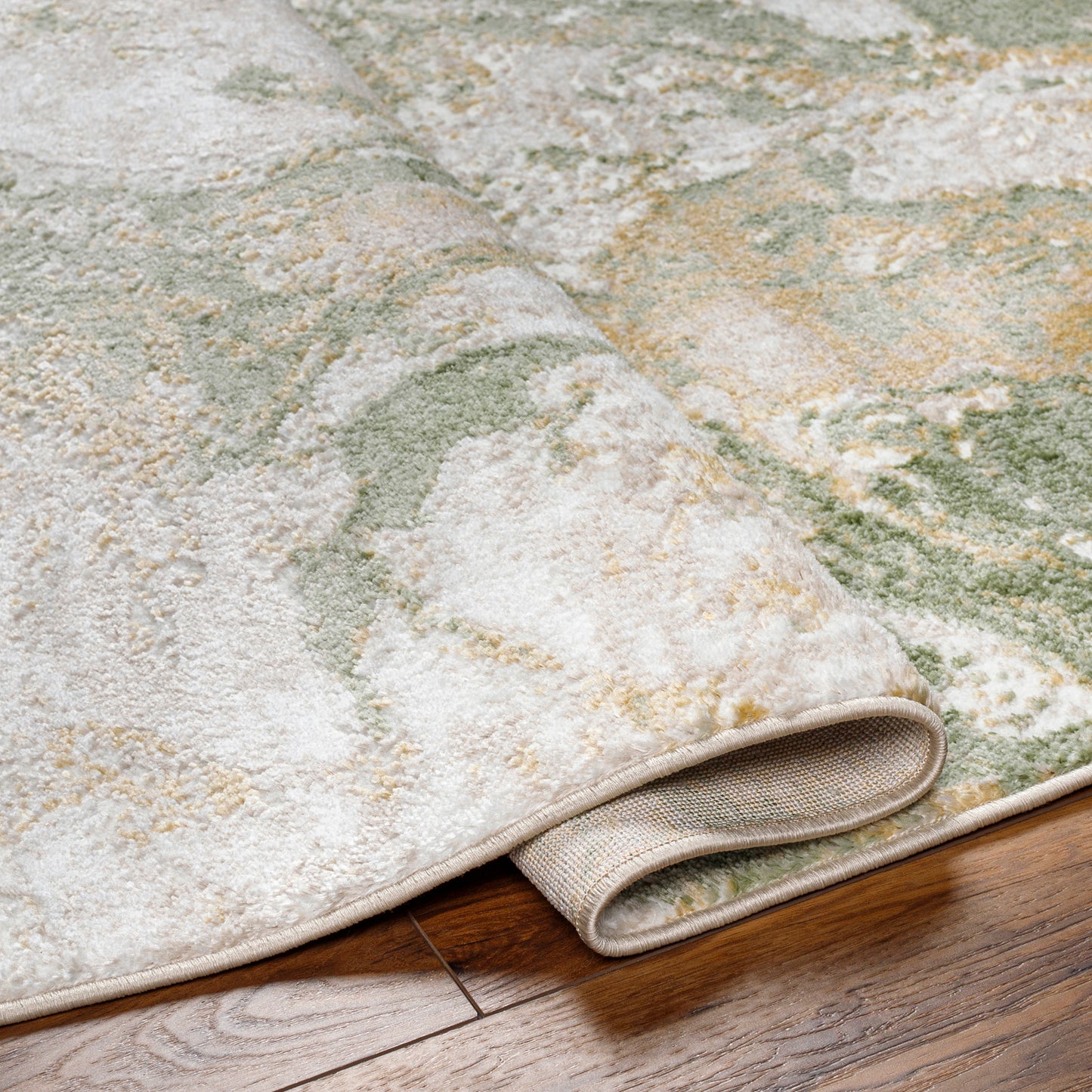 San Francisco Green Abstract Modern Marble Rug
