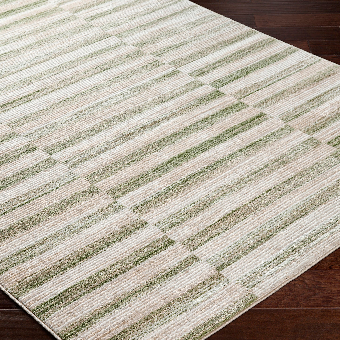 San Francisco Green Stripe Modern Rug