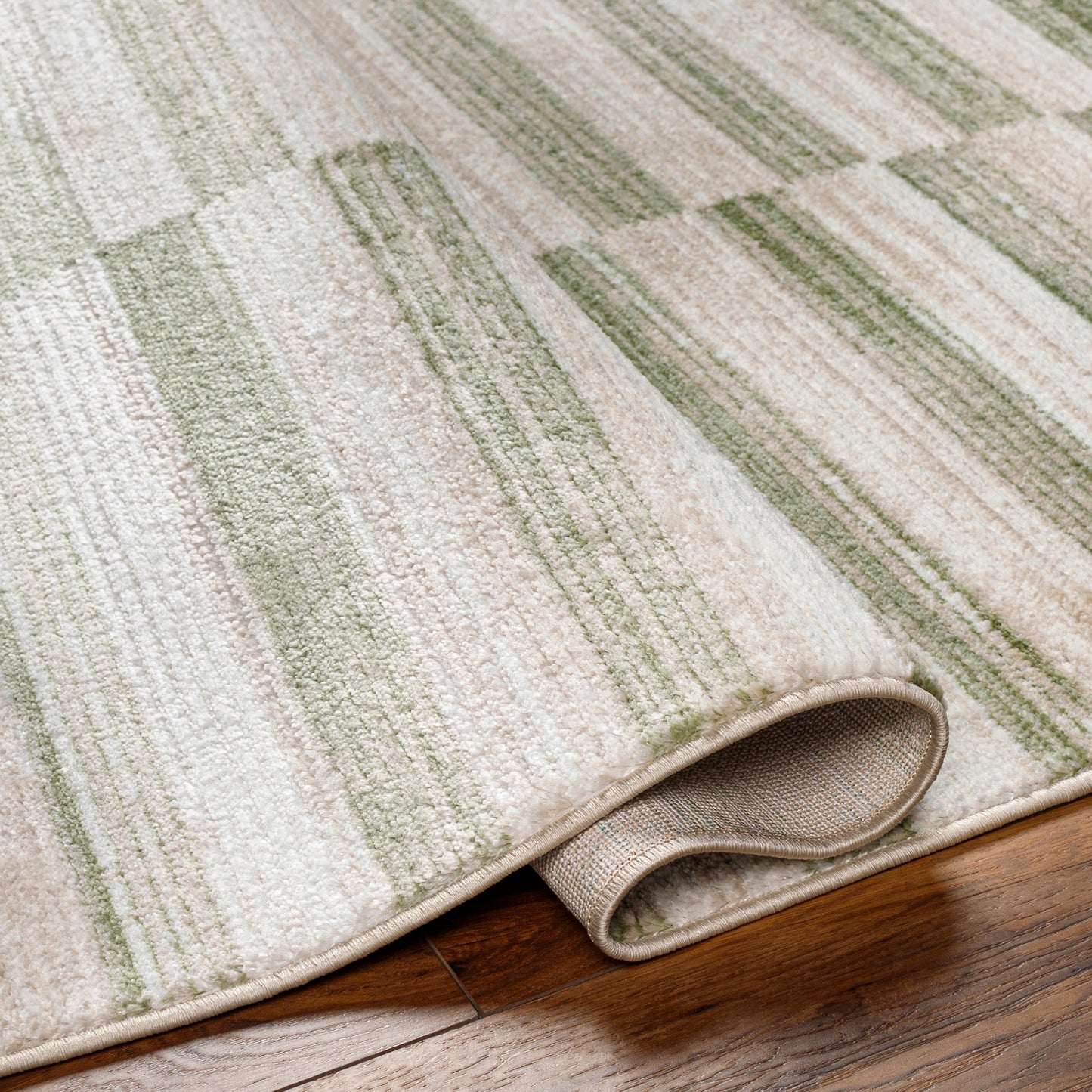 San Francisco Green Stripe Modern Rug