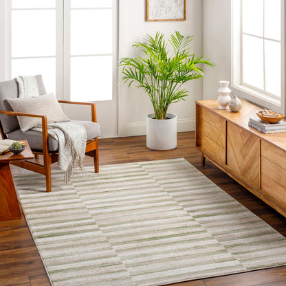 San Francisco Green Stripe Modern Rug