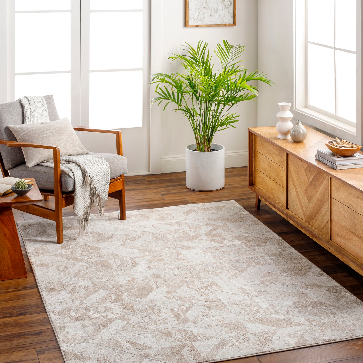 San Francisco Cream Abstract Geometric Rug