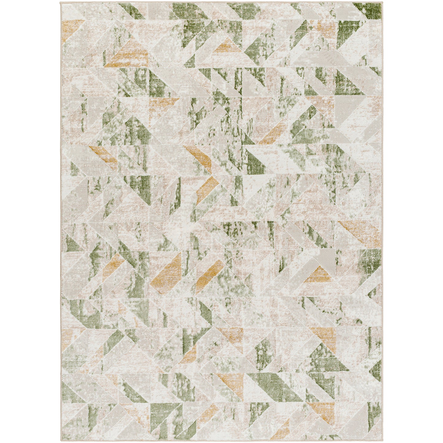 San Francisco Green and Cream Abstract Geometric Rug