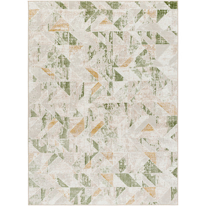 San Francisco Green and Cream Abstract Geometric Rug