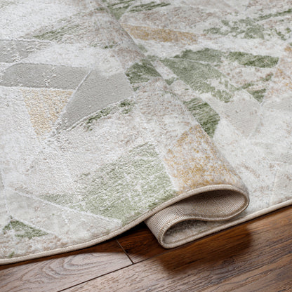 San Francisco Green and Cream Abstract Geometric Rug